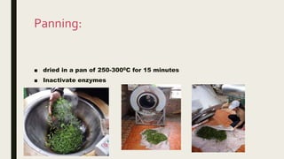 Panning:
■ dried in a pan of 250-3000C for 15 minutes
■ Inactivate enzymes
 