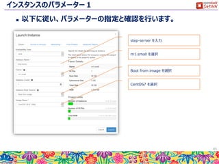 仮想マシンを作成
 仮想マシンを作成していきます。
45
(1)
Instances を選択
(2)
Launch Instance を選択
 
