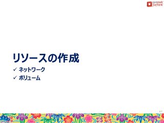 リソースの作成
 ネットワーク
 ボリューム
67
 