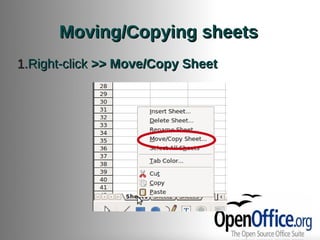 Moving/Copying sheets
1.Right-click >> Move/Copy Sheet
 