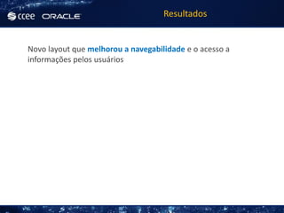 Resultados


Novo layout que melhorou a navegabilidade e o acesso a
informações pelos usuários
 