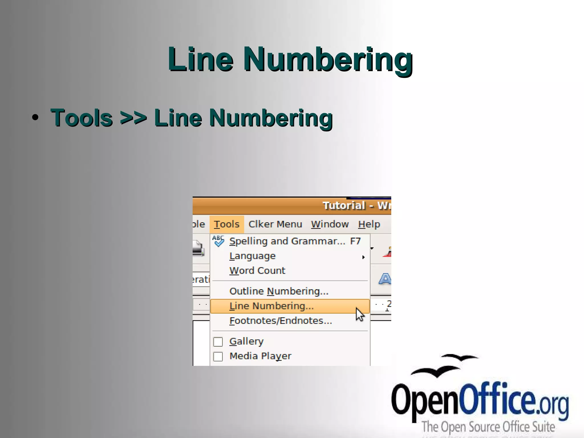 Line Numbering Tools >> Line Numbering 