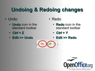 Control Redo OpenOffice.org Writer: The Basics | PPT