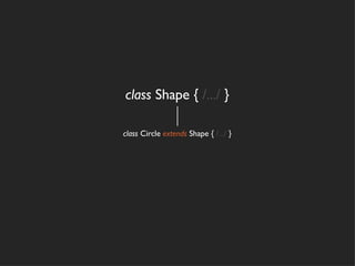 class Shape { /.../ }

class Circle extends Shape { /.../ }
 