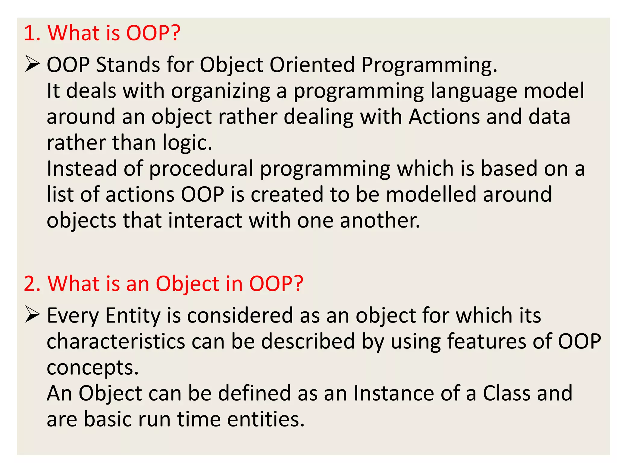 OOP interview questions & answers. | PPT
