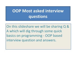 OOP interview questions & answers. | PPT