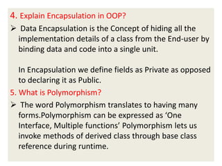 OOP interview questions & answers. | PPTX | Programming Languages ...