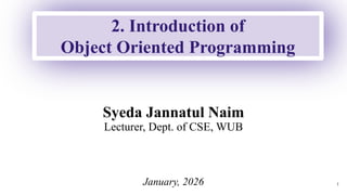 Comprehensive Introduction to Object Oriented Programming Concepts and ...