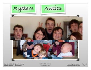 Technical Excellence
OOP, Munich 2015
www.wingman-sw.com
Oop@wingman-sw.com
Copyright © 2008-2014 James W. Grenning	

All Rights Reserved @jwgrenning.
119
System Antics
 