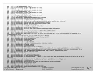 Technical Excellence
OOP, Munich 2015
www.wingman-sw.com
Oop@wingman-sw.com
Copyright © 2008-2014 James W. Grenning	

All Rights Reserved @jwgrenning.
May 7 11:21:17: --- last message repeated 1 time ---
May 7 11:21:17 Cowboy kernel[0]: IOSurface: buffer allocation size is zero
May 7 11:22:51 Cowboy kernel[0]: IOSurface: buffer allocation size is zero
May 7 11:23:36 Cowboy kernel[0]: IOSurface: buffer allocation size is zero
May 7 11:24:06: --- last message repeated 1 time ---
May 7 11:26:54 Cowboy kernel[0]: IOSurface: buffer allocation size is zero
May 7 11:27:24: --- last message repeated 1 time ---
May 7 11:41:44 Cowboy kernel[0]: IOSurface: buffer allocation size is zero
May 7 11:42:14: --- last message repeated 4 times ---
May 7 11:51:45 Cowboy kernel[0]: nspace-handler-set-snapshot-time: 1336409506
May 7 12:08:58 Cowboy kernel[0]: hibernate image path: /var/vm/sleepimage
May 7 12:08:58 Cowboy kernel[0]: sizeof(IOHibernateImageHeader) == 512
May 7 12:08:58 Cowboy kernel[0]: Opened file /var/vm/sleepimage, size 8589934592, partition base 0x0, maxio 400000 ssd 1
May 7 12:08:58 Cowboy kernel[0]: hibernate image major 14, minor 0, blocksize 512, pollers 5
May 7 12:08:58 Cowboy kernel[0]: hibernate_alloc_pages flags 00000000, gobbling 0 pages
May 7 12:08:58 Cowboy kernel[0]: hibernate_setup(0) took 0 ms
May 7 12:09:01 Cowboy kernel[0]: en1: BSSID changed to 00:40:96:a1:33:c9
May 7 12:09:01 Cowboy kernel[0]: wlEvent: en1 en1 Link DOWN
May 7 12:09:01 Cowboy kernel[0]: AirPort: Link Down on en1. Reason 8 (Disassociated because station leaving).
May 7 12:09:01 Cowboy kernel[0]:
May 7 12:09:37 Cowboy kernel[0]: hibernate_page_list_setall start 0xffffff80d4cff000, 0xffffff80d4f98000
May 7 12:09:37 Cowboy kernel[0]: hibernate_page_list_setall time: 415 ms
May 7 12:09:37 Cowboy kernel[0]: pages 2040801, wire 338507, act 950045, inact 182445, spec 36, zf 113125, throt 0, could discard act 169869 inact 207719
purgeable 38826 spec 40229
May 7 12:09:37 Cowboy kernel[0]: hibernate_page_list_setall found pageCount 1584158
May 7 12:09:37 Cowboy kernel[0]: IOHibernatePollerOpen, ml_get_interrupts_enabled 0
May 7 12:09:37 Cowboy kernel[0]: IOHibernatePollerOpen(0)
May 7 12:09:37 Cowboy kernel[0]: writing 1583874 pages
May 7 12:09:37 Cowboy kernel[0]: encryptStart 4f820
May 7 12:09:37 Cowboy kernel[0]: encryptEnd 108b02c0
May 7 12:09:37 Cowboy kernel[0]: image1Size 474682880, encryptStart1 4f820, End1 108b02c0
May 7 12:09:37 Cowboy kernel[0]: encryptStart 1c4b1600
May 7 12:09:37 Cowboy kernel[0]: encryptEnd b7957b30
May 7 12:09:37 Cowboy kernel[0]: PMStats: Hibernate write took 35189 ms
May 7 12:09:37 Cowboy kernel[0]: all time: 35189 ms, comp bytes: 6487916544 time: 6366 ms 971 Mb/s, crypt bytes: 2882564048 time: 4618 ms 595 Mb/s,
May 7 12:09:37 Cowboy kernel[0]: image 3080027136, uncompressed 6487916544 (535388), compressed 3068648576 (47%), sum1 ec64ffd2, sum2 571d97a2
May 7 12:09:37 Cowboy kernel[0]: wired_pages_encrypted 224499, wired_pages_clear 113814, dirty_pages_encrypted 1245651
May 7 12:09:37 Cowboy kernel[0]: hibernate_write_image done(0)
May 7 12:09:37 Cowboy kernel[0]: sleep
May 7 14:06:05 Cowboy kernel[0]: Wake reason: EC.LidOpen (User)
May 7 14:06:05 Cowboy kernel[0]: en1: 802.11d country code set to 'X0'.
May 7 14:06:05 Cowboy kernel[0]: en1: Supported channels 1 2 3 4 5 6 7 8 9 10 11 36 40 44 48 52 56 60 64 100 104 108 112 116 120 124 128 132 136 140 149 153
157 161 165
May 7 14:06:06 Cowboy kernel[0]: Sound assertion "0 == fAudioEngineArray" failed in AppleHDADriver at line 3163 goto Exit
May 7 14:06:08 Cowboy kernel[0]: Previous Sleep Cause: 5
May 7 14:06:08 Cowboy kernel[0]: MacAuthEvent en1 Auth result for: 00:40:96:a0:63:95 MAC AUTH succeeded
May 7 14:06:08 Cowboy kernel[0]: wlEvent: en1 en1 Link UP
May 7 14:06:08 Cowboy kernel[0]: AirPort: Link Up on en1
May 7 14:06:08 Cowboy kernel[0]: en1: BSSID changed to 00:40:96:a0:63:95
May 7 14:06:47 Cowboy kernel[0]: nspace-handler-set-snapshot-time: 1336417608
72
 