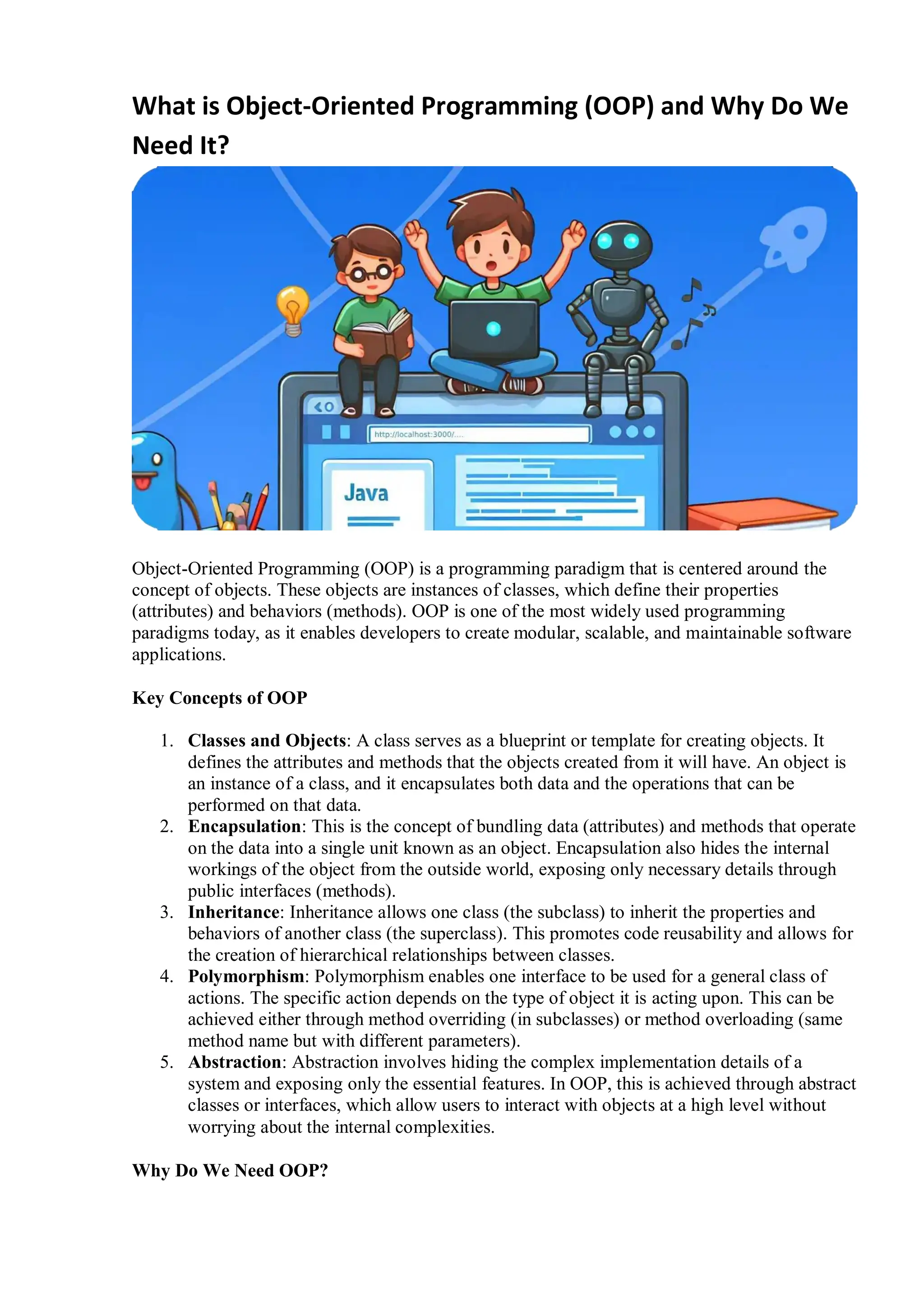 What is Object-Oriented Programming (OOP) and Why Do We Need It? | PDF image.