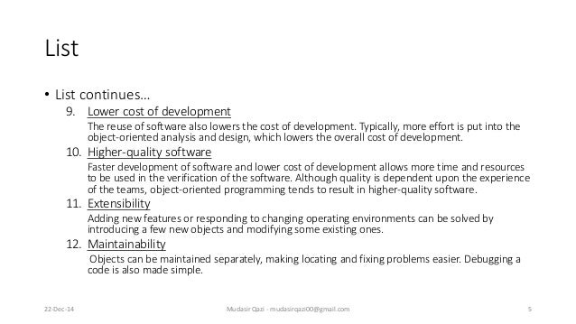 OOP - Benefits and advantages of OOP