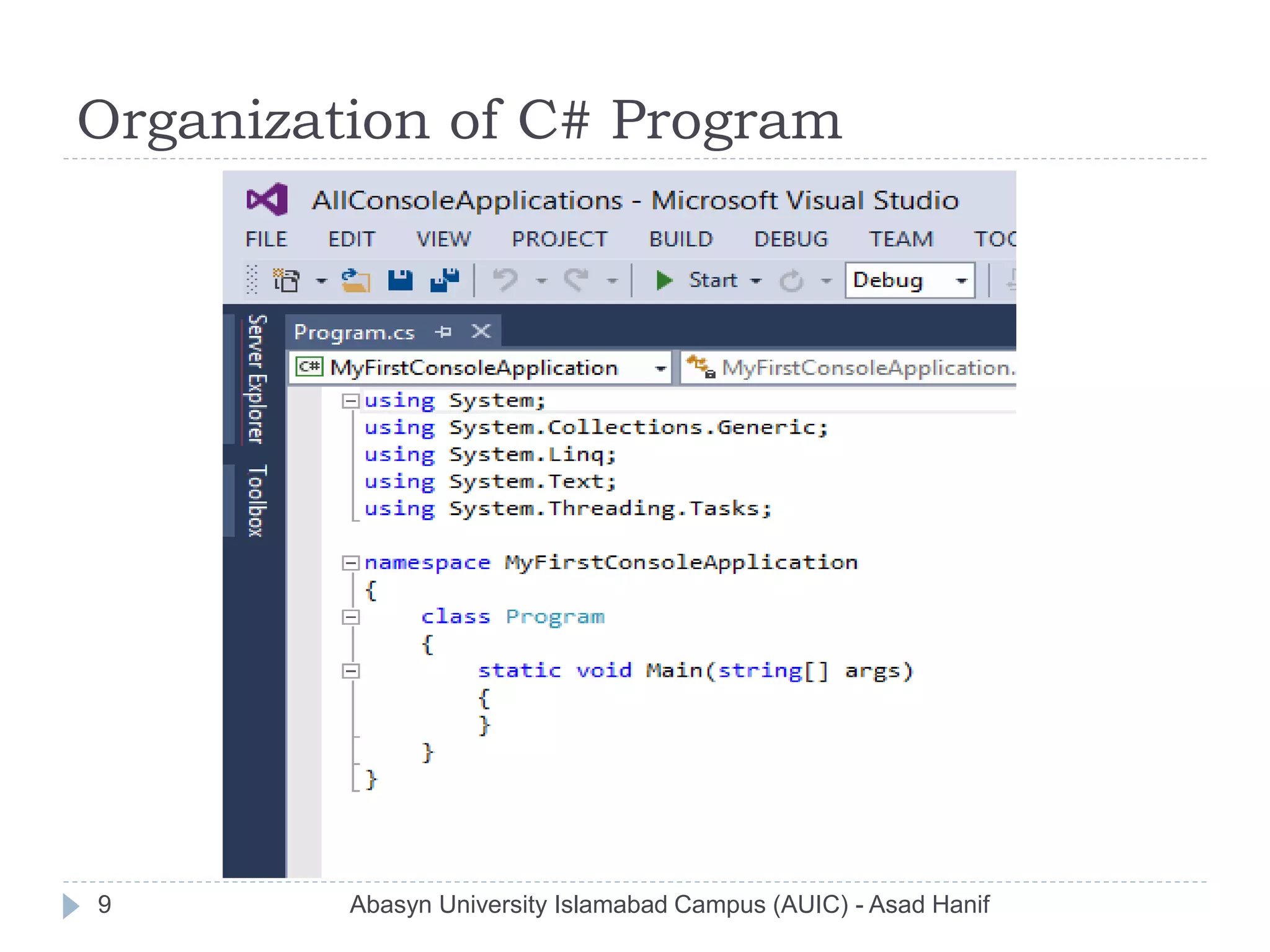 Object Oriented Programming in C# - Lecture 01 | PPT