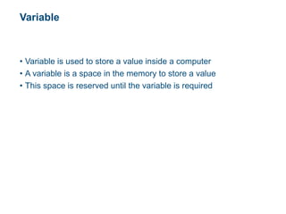 OOP - Lecture04 - Variables, DataTypes and TypeConversion.pptx