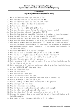 Oop question-bank | PDF