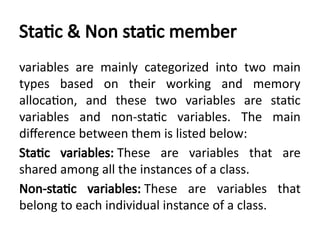 Understanding Static vs Non-Static Members in C++ Classes | PPTX