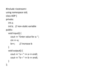 Understanding Static vs Non-Static Members in C++ Classes | PPTX