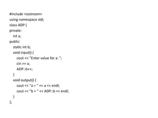 Understanding Static vs Non-Static Members in C++ Classes | PPTX