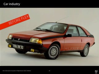 Car industry



                                                 FL EX
                   FO RE
                 BE




©2011 Adobe Systems Incorporated. All Rights Reserved. Adobe Con dential.   23
 