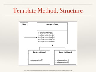 Template Method: Structure
Source: https://www.safaribooksonline.com/library/view/swift-2-design/9781785887611/graphics/4582_05_07.jpg
 