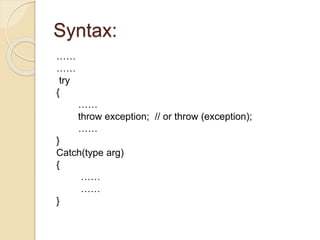 Exception Handling in object oriented programming using C++ | PPTX