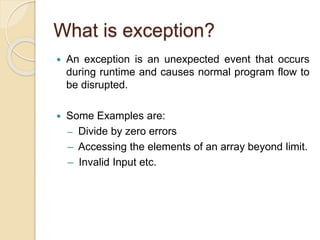 Objects and Java Seminar: Exceptions