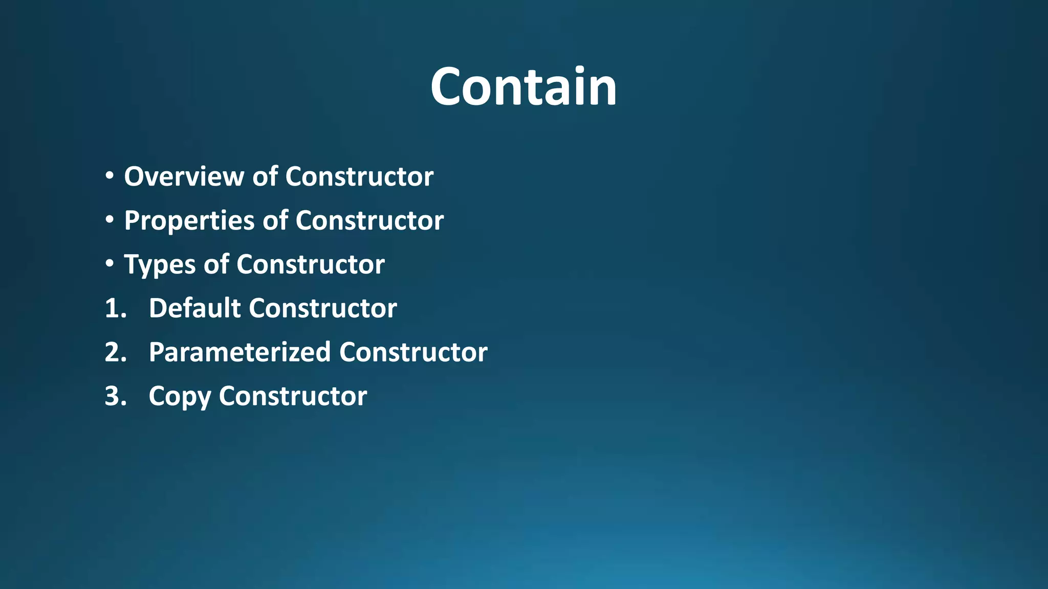 Constructor and Types of Constructors | PPT