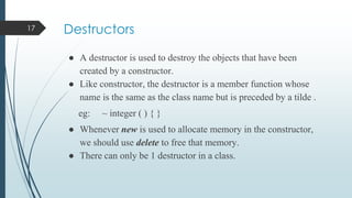 Constructors and Destructors | PPTX | Programming Languages | Computing