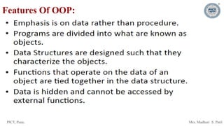 PICT, Pune. Mrs. Madhuri S. Patil
Features Of OOP:
 