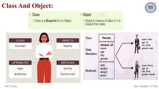 PICT, Pune. Mrs. Madhuri S. Patil
Class And Object:
 