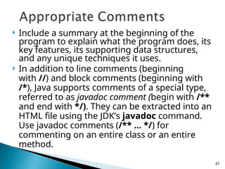 Commenting On Java Comprehensive Introduction to Java Programming and Its Core Features | PPT
