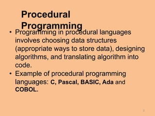 Oop chapter 1 procedural vs oop | PPT