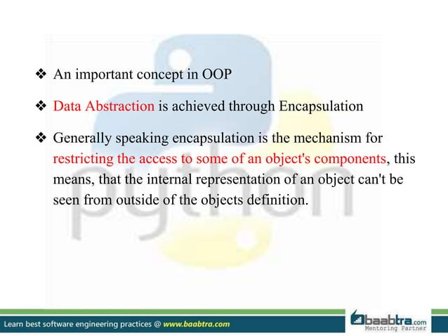 Oop concepts in python | PPTX | Programming Languages | Computing