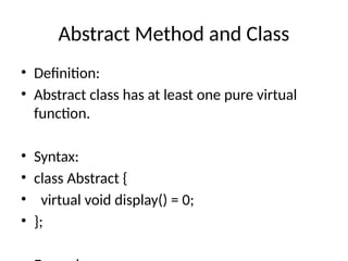 Object Oriented Programming in C++. Basic Concepts of Object Oriented ...