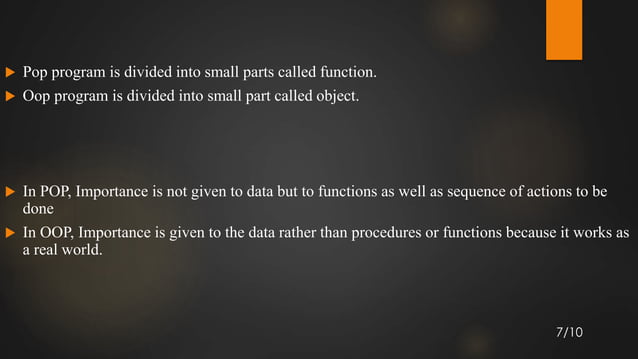 diffrence between procedure oriented programming & object oriented ...