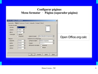 Configurar páginas Menu formatar  ‐  Página (separador página) 