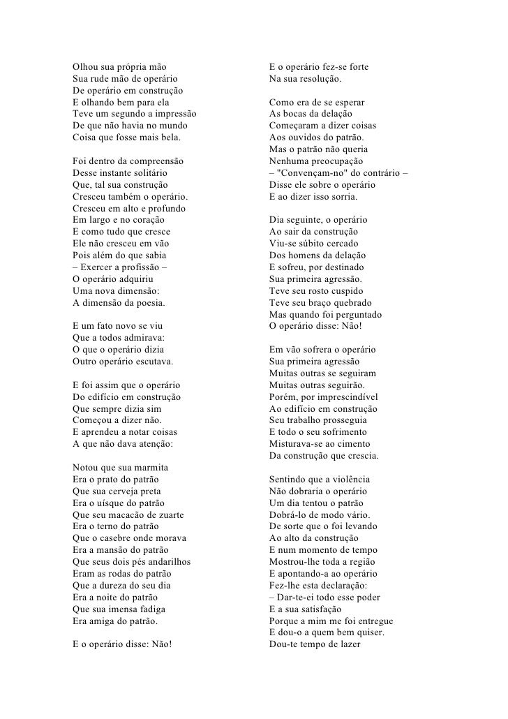 Encontre O Poema O Operário Em Construção
