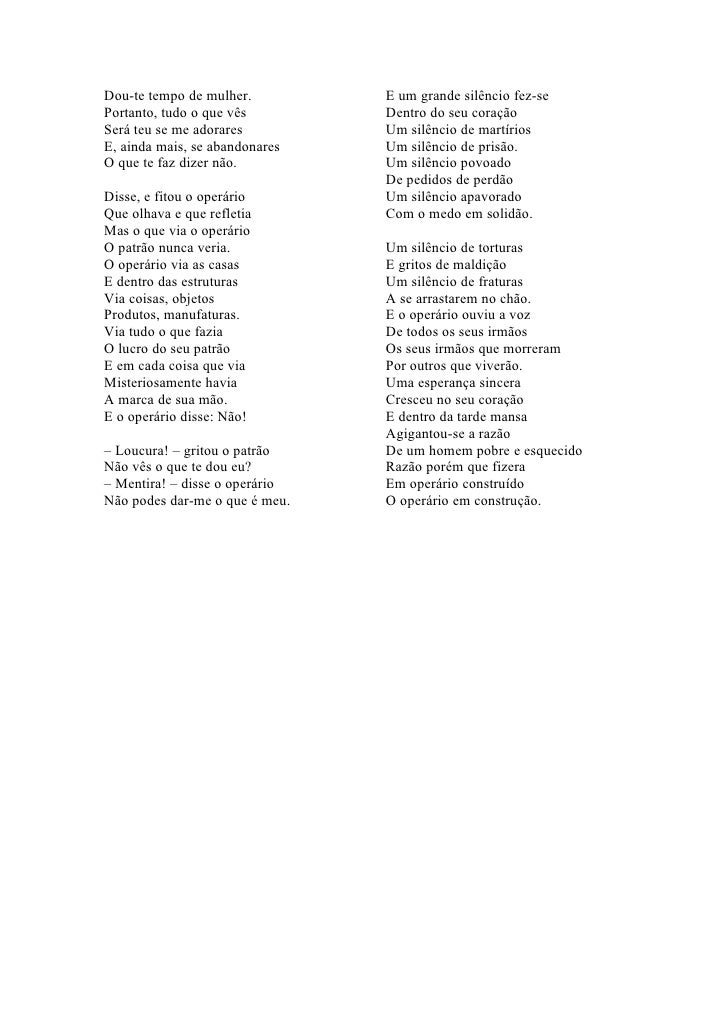 Encontre O Poema O Operário Em Construção
