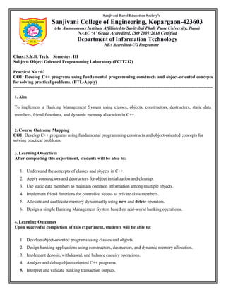 Practical No-02 Banking Management System-Implementation Using C++ OOP ...