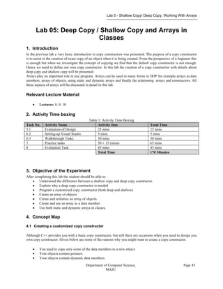 Object Oriented Programming Lab Manual | PDF