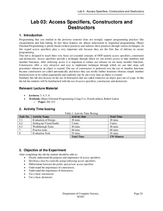 Object Oriented Programming Lab Manual - 