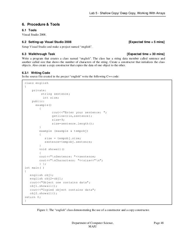 Object Oriented Programming Lab Manual - 