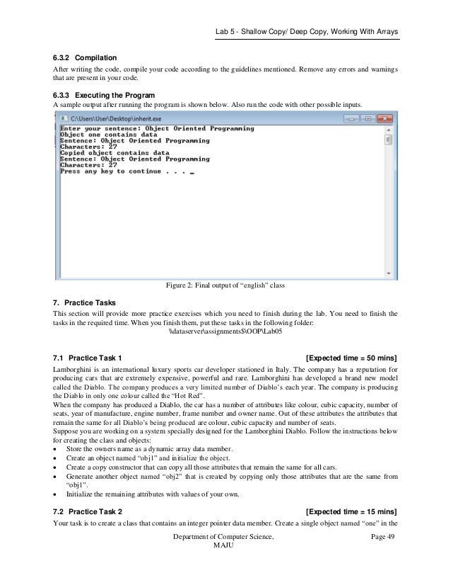 Object Oriented Programming Lab Manual - 