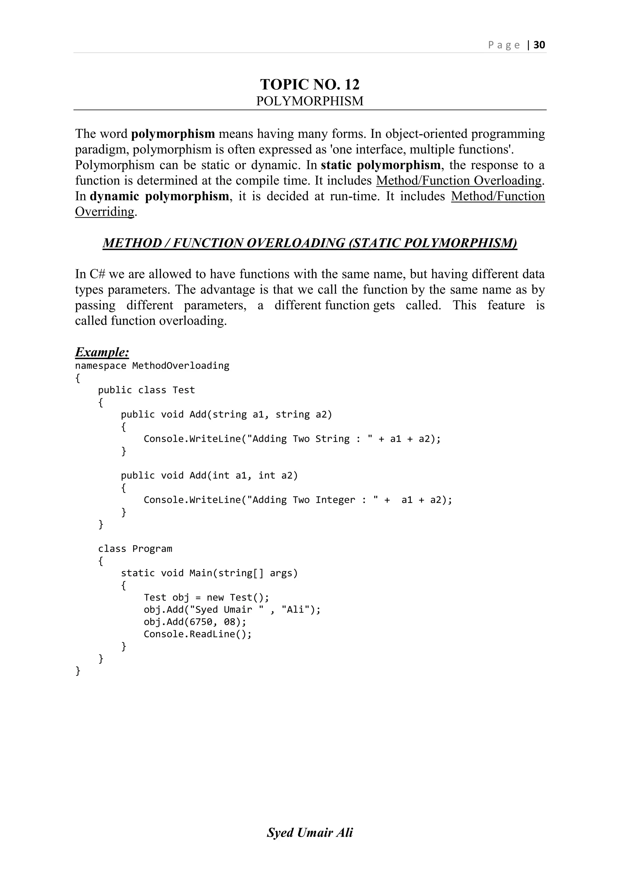 Object Oriented Programming with C# | PDF