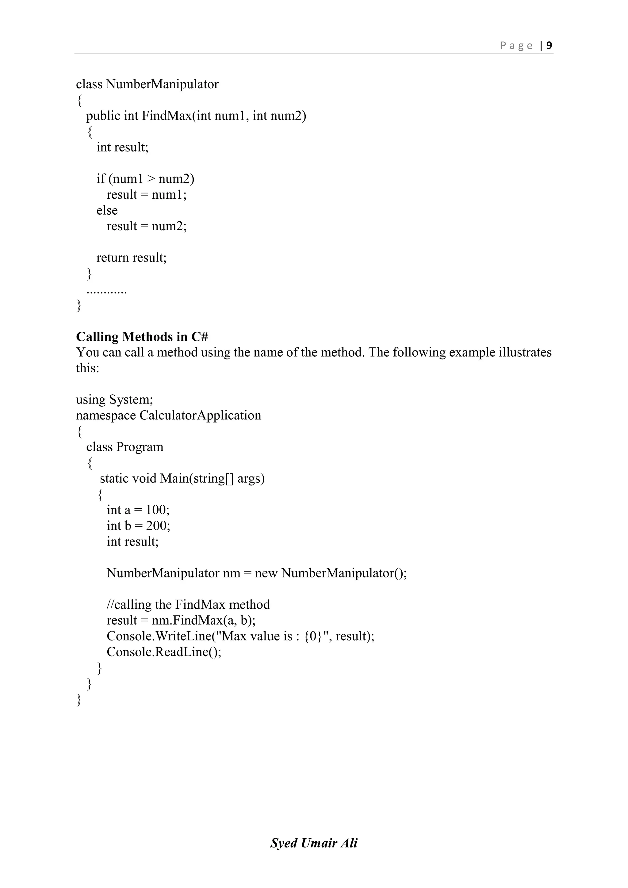 Object Oriented Programming with C# | PDF