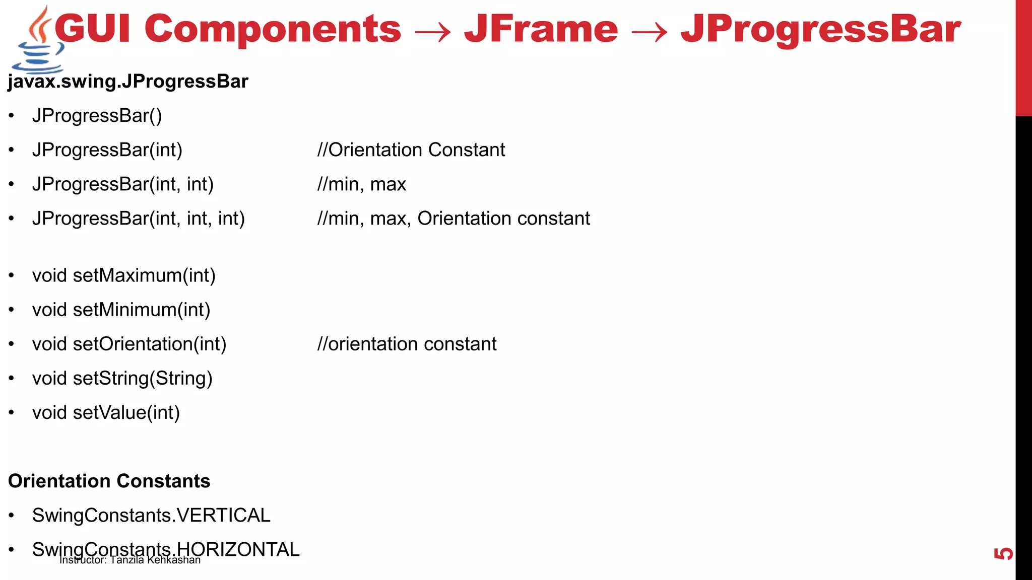 OOP Lecture 8-JCheckBox,JRadioButton,JProgressBar.pptx
