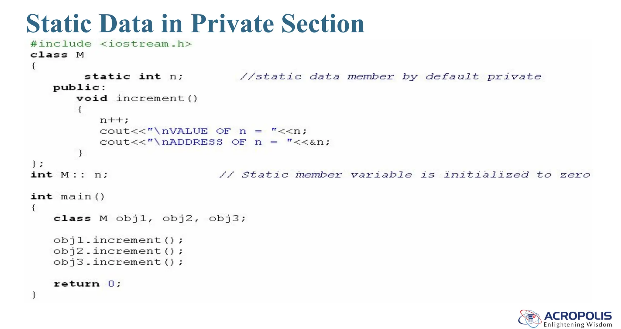 Static Data in Private Section
 