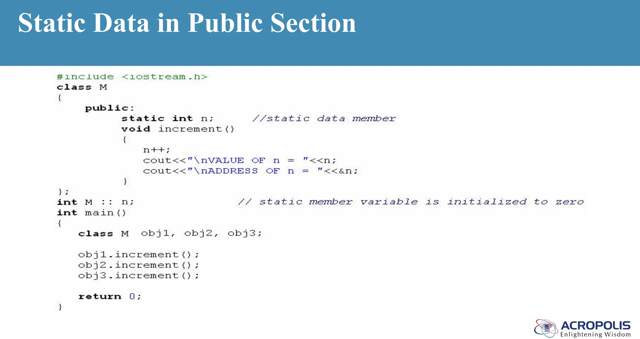Static Data in Public Section
 
