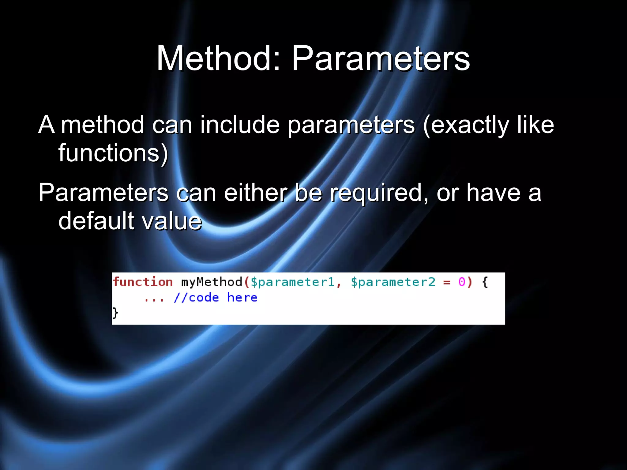 $object->method(); 