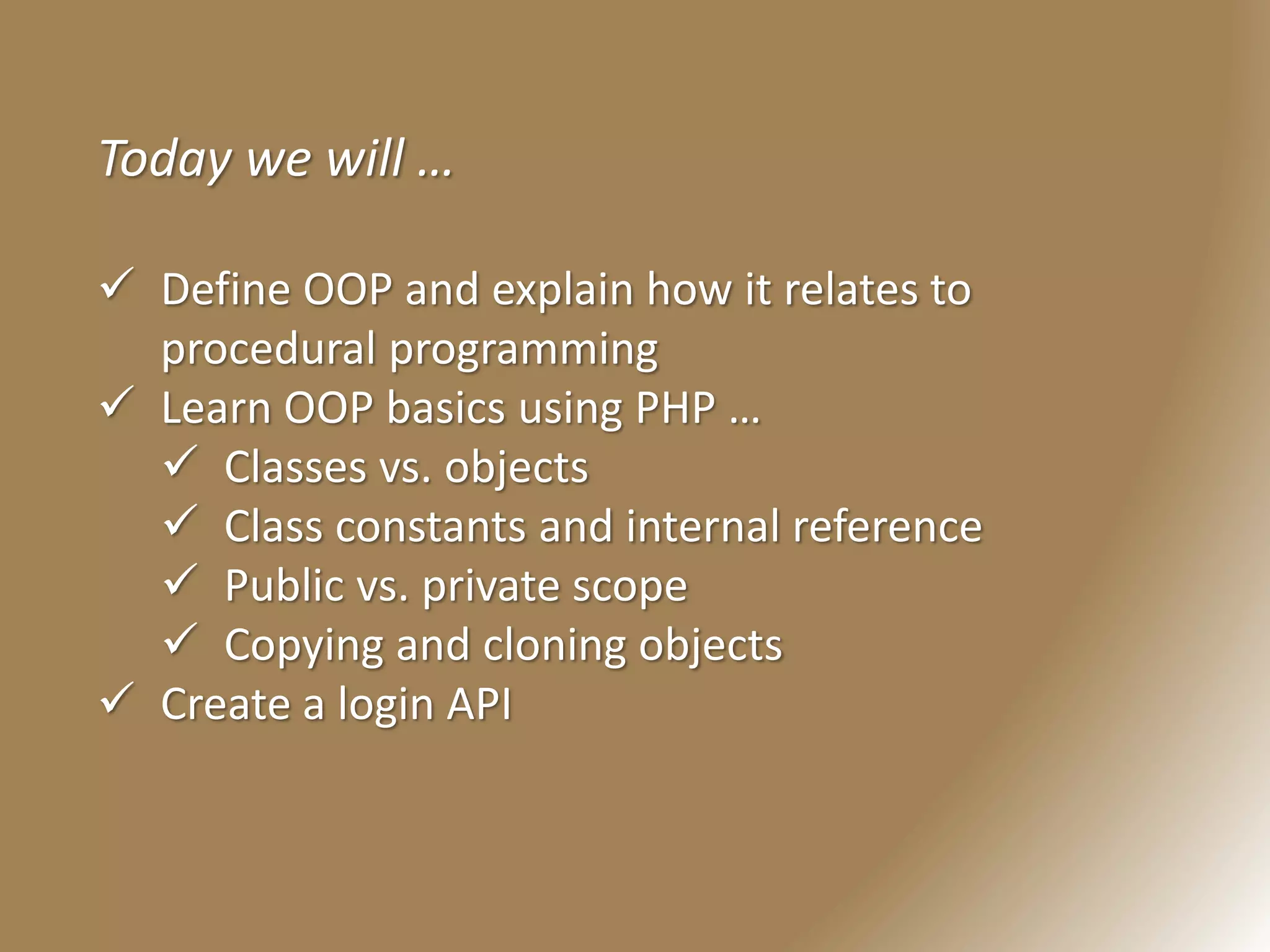 Object Oriented Programming Basics with PHP | PPT